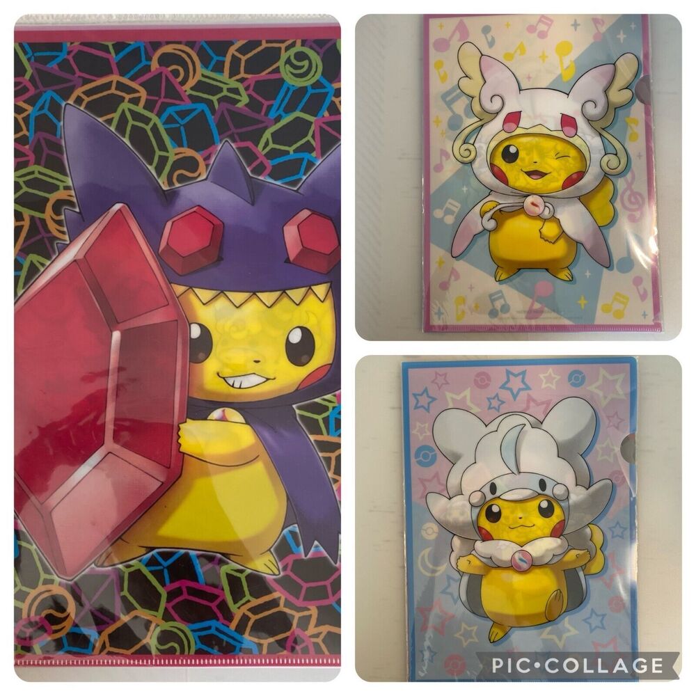 Pokemon Center Folder Mega Sableye,Altaria Poncho, Audino Poncho Pikachu 3 Set